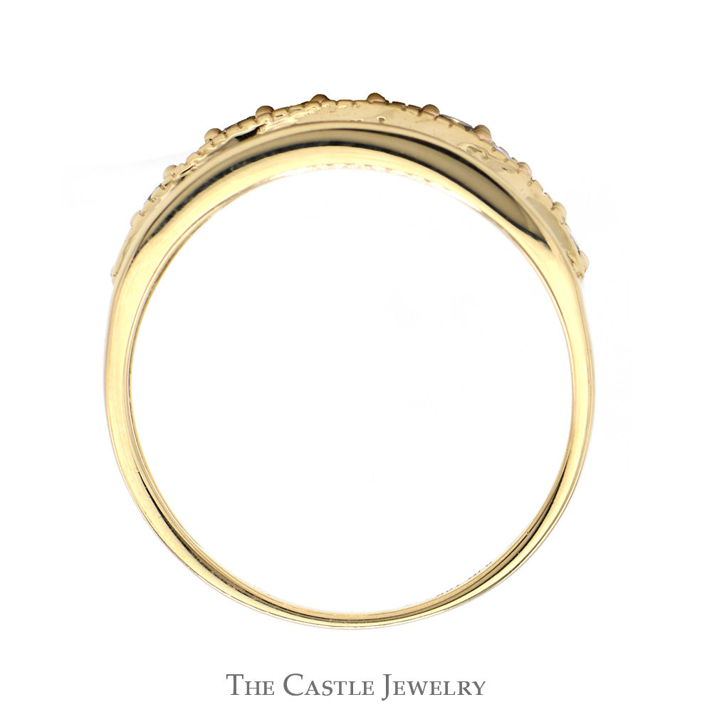 1cttw Cocoa Diamond Band with Baguette Cut Diamond Edges in 10k Yellow Gold
