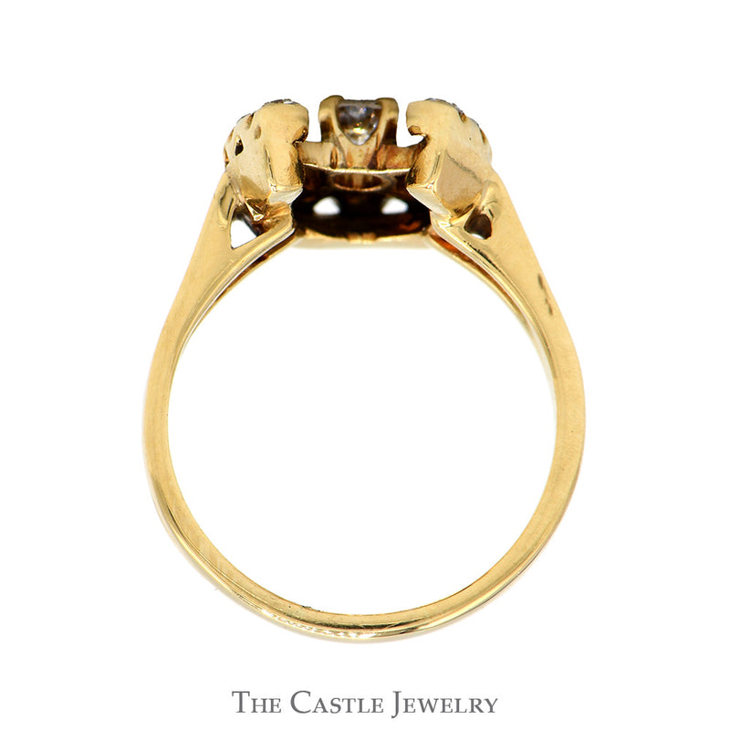 .35cttw Diamond Horseshoe Ring with Split Shank Sides in 14k Yellow Gold