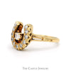 .35cttw Diamond Horseshoe Ring with Split Shank Sides in 14k Yellow Gold - Thumbnail 3