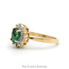 Oval Cut Emerald Ring with Diamond Halo in 14k Yellow Gold - Thumbnail 3