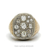 10k gold 2.25cttw old European cut diamond cluster ring with brushed sides — top view - Thumbnail 1