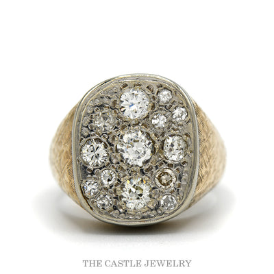 10k gold 2.25cttw old European cut diamond cluster ring with brushed sides — top view