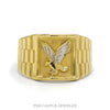 Men's Eagle Ring with Jubilee Link Designed Sides in 14k Yellow Gold - Thumbnail 1