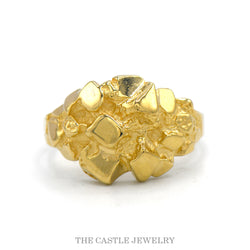 14k Yellow Gold Textured Nugget Style Ring - Size 6.75