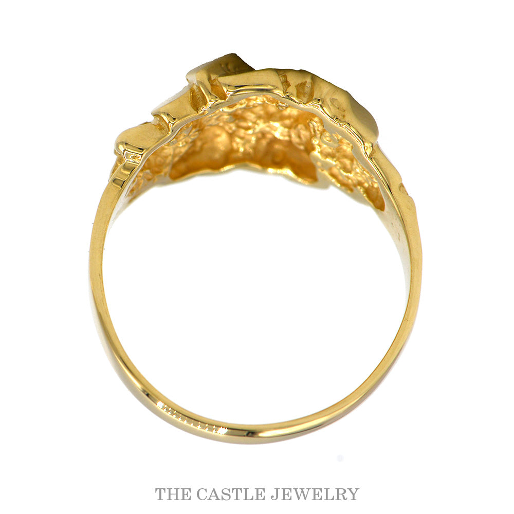 14k Yellow Gold Textured Nugget Style Ring - Size 6.75