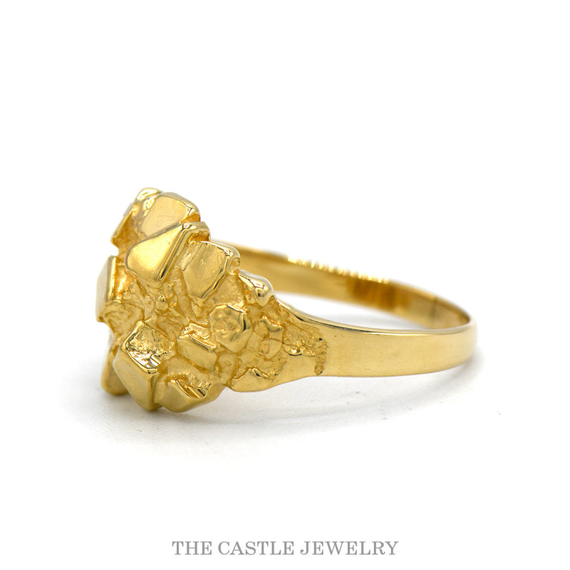 14k Yellow Gold Textured Nugget Style Ring - Size 6.75