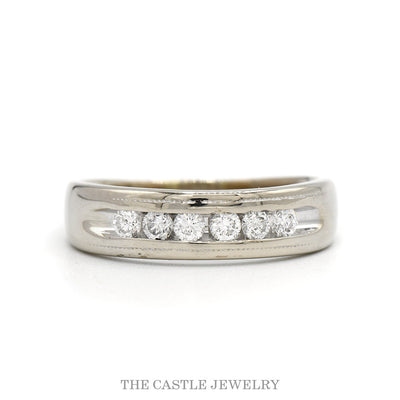 Channel Set 6 Round Diamond Wedding Band in 14k White Gold