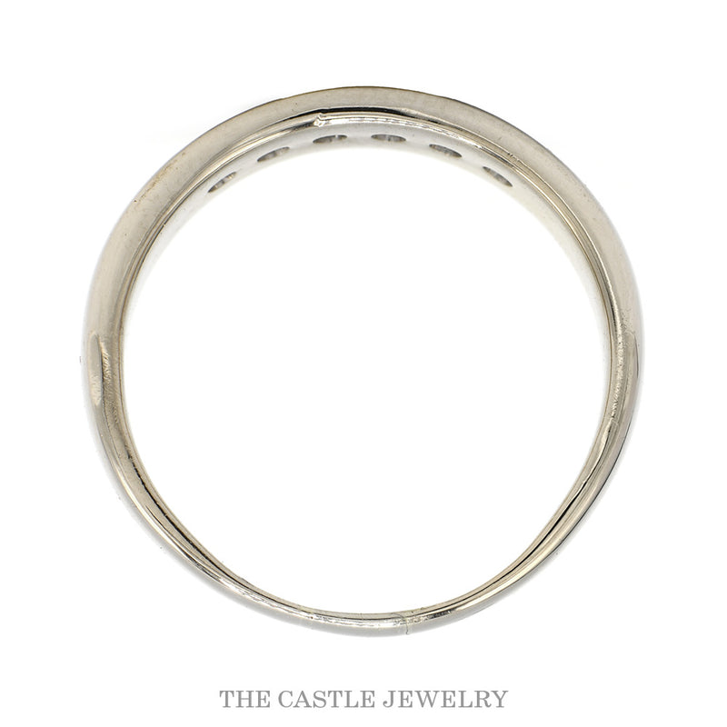 Channel Set 6 Round Diamond Wedding Band in 14k White Gold