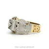 Diamond Cluster Masonic Ring with Double Eagle Sides in 10k White & Yellow Gold - Thumbnail 3