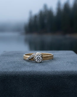 1/3cttw Bezel Set Diamond Ring with Illusion Set Accents in 14k Yellow Gold