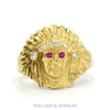 14k yellow gold men's Indian chief head ring — top view - Thumbnail 1