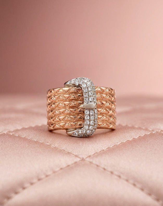 0.36ctw Diamond Buckle Band in 10k Rose Gold