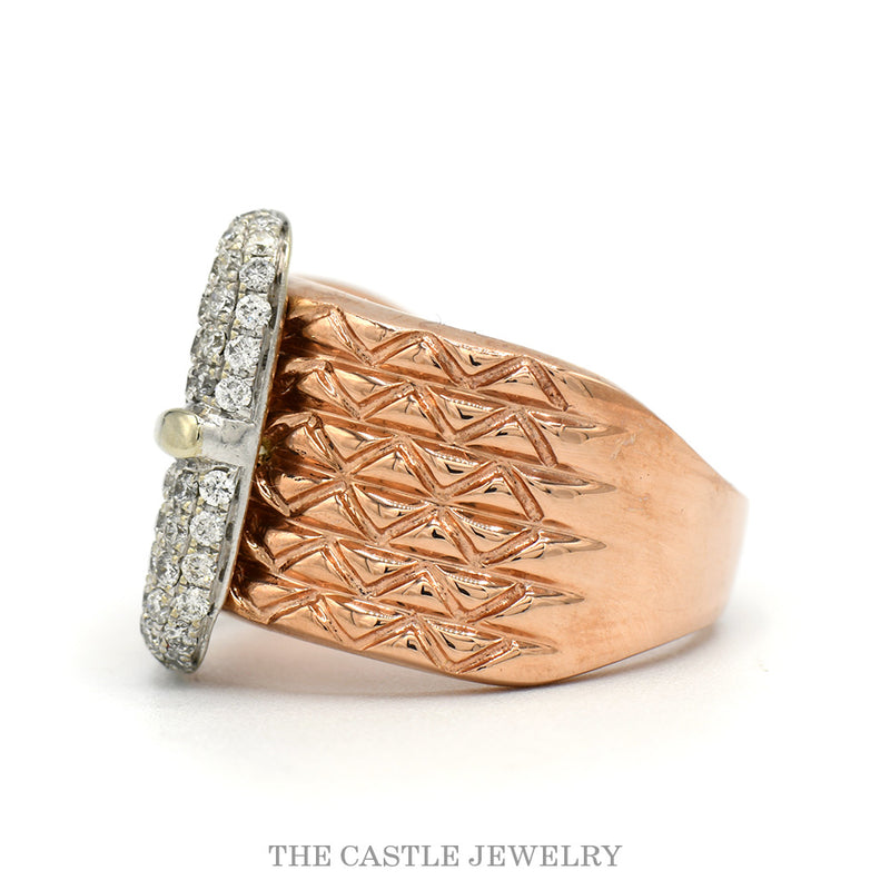 Side profile of the 10k rose gold buckle ring
