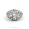 Men's 1/2cttw 9 diamond cluster ring with brushed dome sides in 14k white gold — top view - Thumbnail 1
