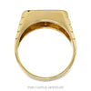 Front-facing view of the men's brushed diagonal diamond ring in 14k yellow gold - Thumbnail 3