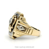 Side profile of the 10k two-tone Masonic eagle ring showing fraternal panels - Thumbnail 2