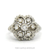 14k white gold diamond flower cluster ring — top view - Thumbnail 1
