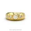 14k yellow gold five diamond bezel set dome ring — top view - Thumbnail 1