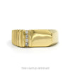 10k yellow gold men's signet ring with diamond channel — top view - Thumbnail 1