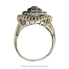 Front-facing view of the pear shaped round and baguette diamond ballerina ring in 14k white gold - Thumbnail 3