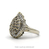 Side profile of the 14k white gold pear shaped diamond ballerina ring - Thumbnail 2