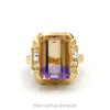 Emerald cut ametrine ring with baguette cubic zirconia sides in 14k yellow gold — top view - Thumbnail 1