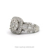Side profile of the 2cttw cluster engagement ring showing the raised head and diamond shoulders - Thumbnail 2