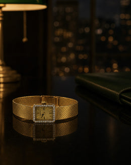 Vintage Ladies Rolex Cocktail Watch with Diamond Bezel in 14k Yellow Gold