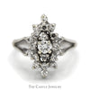 Marquise Shaped 1/2cttw Round Diamond Cluster Ring with Split Shank Sides in 14k White Gold - Thumbnail 1