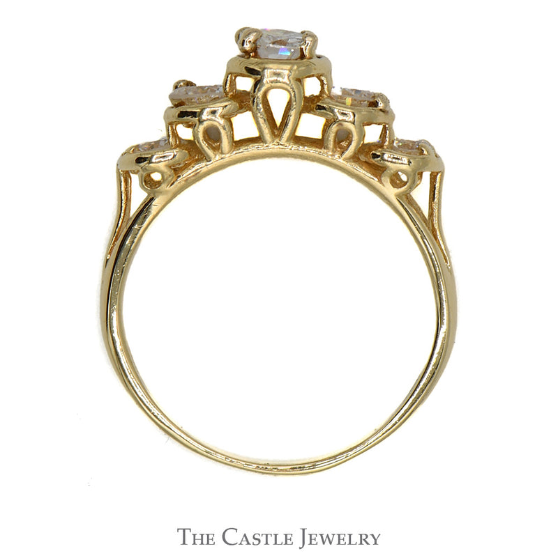 1cttw 5 Diamond Band with Open Tiered Bezel Design in 14k Yellow Gold