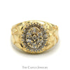 Oval Shaped 1/2cttw Diamond Cluster Ring with Nugget Designed Sides in 10k Yellow Gold - Thumbnail 1