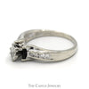 Marquise Cut Diamond & Sapphire Three Stone Engagement Ring with Channel Set Accents in 10k White Gold - Thumbnail 3
