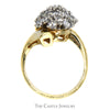 1cttw Round Shaped Diamond Cluster Ring in 14k Yellow Gold Bypass Setting - Thumbnail 2