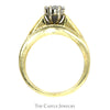 1cttw Diamond Cluster Bridal Set with Channel Set Accents & Matching Band in 10k Yellow Gold - Thumbnail 2