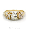 1.6cttw Oval Diamond Solitaire with Trillion Cut and Marquise Cut Accents in 14k Yellow Gold - Thumbnail 1