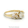 1.6cttw Oval Diamond Solitaire with Trillion Cut and Marquise Cut Accents in 14k Yellow Gold - Thumbnail 3