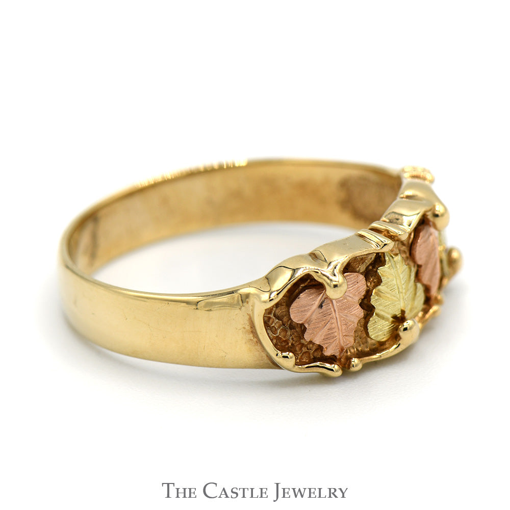 Leaf Designed Band Ring in 10k Yellow & Rose Gold