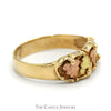 Leaf Designed Band Ring in 10k Yellow & Rose Gold - Thumbnail 3