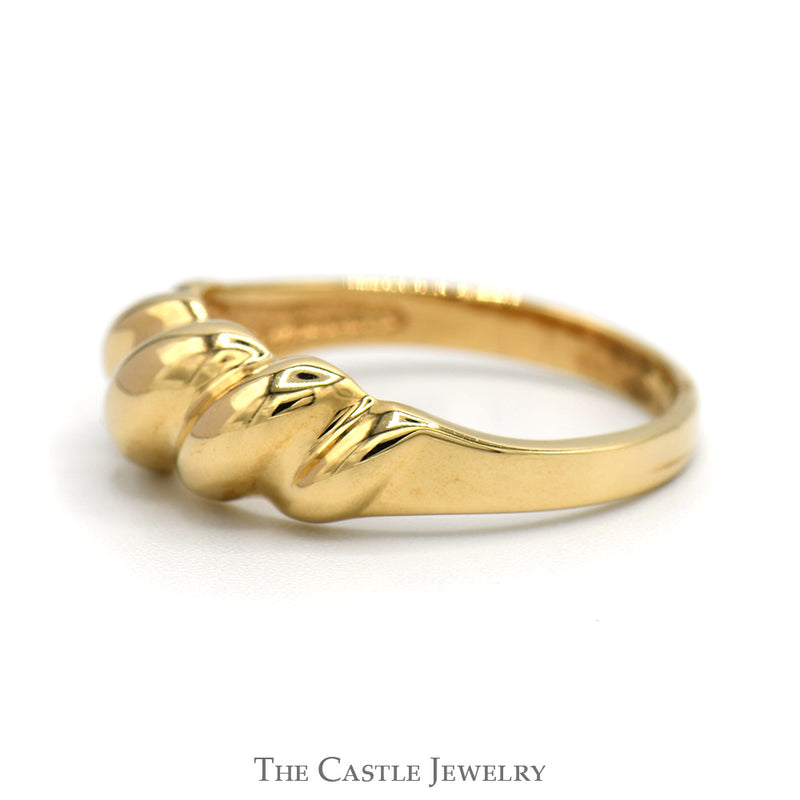 Grooved Dome Ring in 14k Yellow Gold