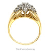 Diamond Flower Cluster Ring in 10k Yellow Gold Wide Cathedral Mounting - Thumbnail 2