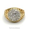 3/4cttw Diamond Kentucky Cluster Ring with Filigree Sides in 14k Gold - Thumbnail 1