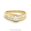 1cttw Round Diamond Solitaire Engagement Ring with Channel Baguette Cut Diamond Accents in 14k Yellow Gold - Thumbnail 1