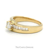 1cttw Round Diamond Solitaire Engagement Ring with Channel Baguette Cut Diamond Accents in 14k Yellow Gold - Thumbnail 3