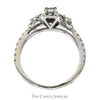 1cttw Three Stone Style Emerald Cut Diamond Ring with Diamond Halo in 14k White Gold Cathedral Mounting - Thumbnail 2