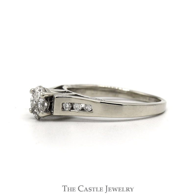 Oval Cut Diamond Engagement Ring With Channel-Set Round Brilliant Cut Sides .50 CTTW In 14KT White Gold