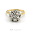 Vintage 7 Diamond Cluster Ring 1cttw in 10K Yellow Gold - Thumbnail 1