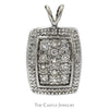 1.25cttw Rectangular Shaped Diamond Cluster Pendant in 10k White Gold - Thumbnail 1