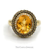 Le Vian Oval Citrine Designer Ring with Chocolate & White Diamond Halos in 14k Yellow Gold - Thumbnail 1