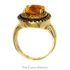 Le Vian Oval Citrine Designer Ring with Chocolate & White Diamond Halos in 14k Yellow Gold - Thumbnail 2