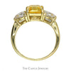 Emerald Cut Lemon Ice Ring with Trillion Cut Cubic Zirconia Accents in 14k Yellow Gold - Thumbnail 2